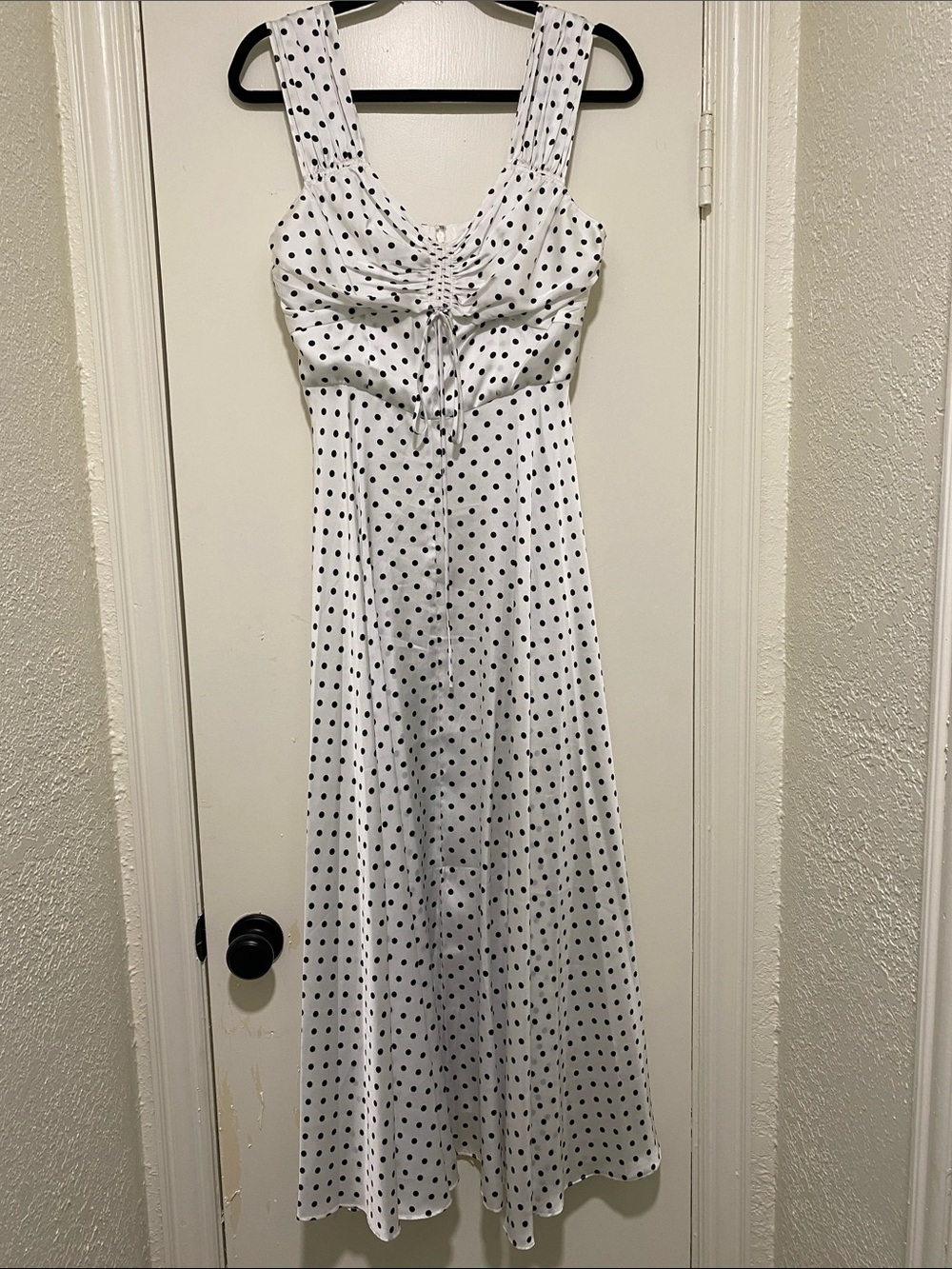 Jill Stuart White Maxi Dress with Black Polka Dots